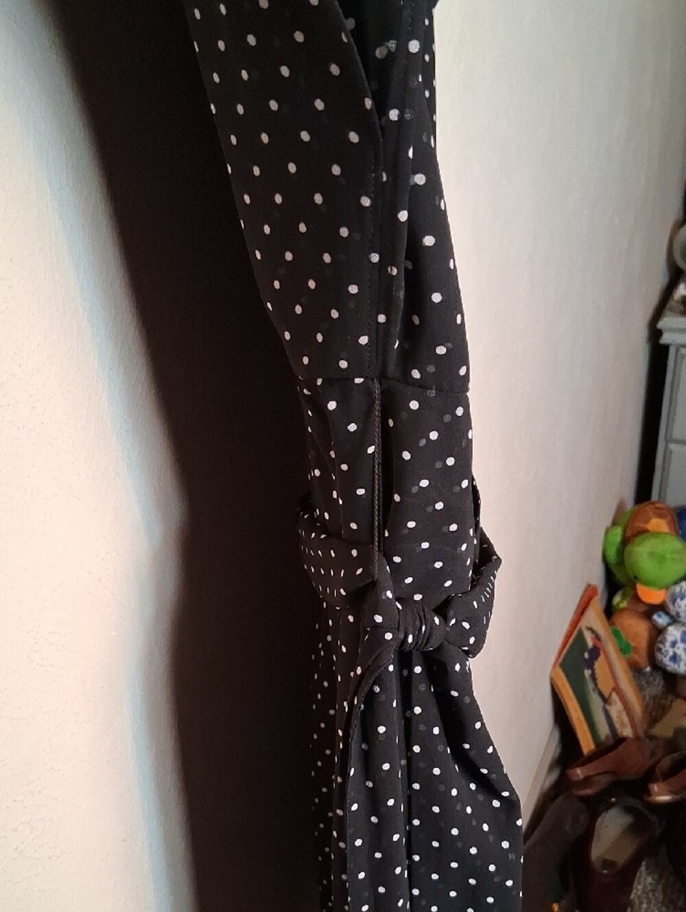 White House Black Market Black Polka Dot Midi Dress with Border Print - Picture 4 of 8